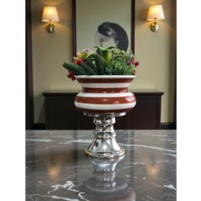 Feray Home Dekoratif Obje - Ayaklı Saksı Kahverengi Zebra Gümüş