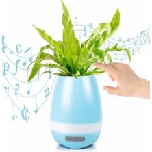 Kazan Hobi Akıllı Saksı Bluetooth Hoparlör Dokunmatik Işıklı Gece Lambası Mp3 Çalar (Mavi)