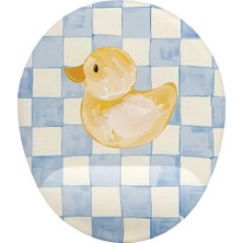 İyi Fikirler Mavi Kareli Ördek Desenli Bilek Destekli Mouse Pad 19X23 cm Ergonomik Kawaii