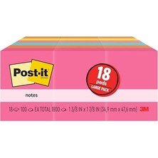 Kazan Hobi Mini Notlar, 1 3/8 "x 1 7/8", 18 Ped, Poptimistic Koleksiyonu, Parlak Renkler, Mavi, Turuncu, Pembe, Yeşil, Temiz Çıkarma, Geri
