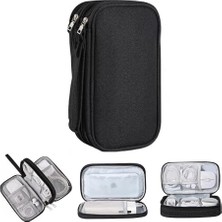 Kazan Hobi Taşınabilir Çift Katmanlı, Fermuarlı 8 Bölmeli Çoklu HDD Organizer Çanta - YB101 (M Beden 12X21 Cm)