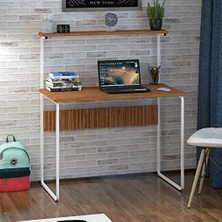 Kazan Hobi G Masa 100X50 Metal Iskeletli Parlak Bambu Yüzey Ders, Çalışma ve Bilgisayar Masası