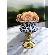 Feray Home Dekoratif Obje - Ayaklı Saksı Gri Leopar Gold