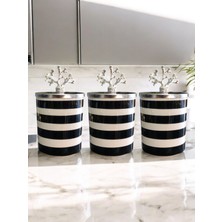 Feray Home Baharatlık - Metal Kapaklı 3'lü Siyah Zebra Gümüş