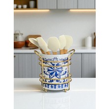 Feray Home Kaşıklık - Mavi Çiçekli Gold