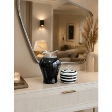 Feray Home Dekoratif - Siyah Şah Küp Klasik Zebra Obje Gümüş