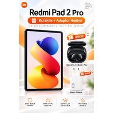 Xiaomi Redmi Pad 2 Pro 8gb 256GB 12.1" 2.5k 120Hz Tablet + Xiaomi Adaptör + Redmi Buds 6 Play Hediye