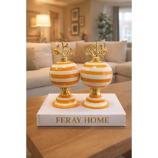 Feray Home Dekoratif Obje - 2 Li Küre Soft Sarı Zebra Gold