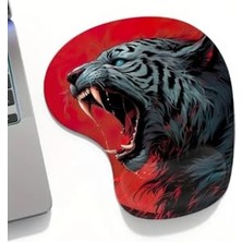 Kazan Hobi Angry Tiger Bilek Destekli Mouse Pad, Baskılı Masa Pedi, Ergonomik ve Konforlu