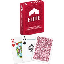 Kazan Hobi ELITE%100 Plastik Oyun Kartları, Poker Boyu Jumbo Endeks, Tek Deste, Kırmızı