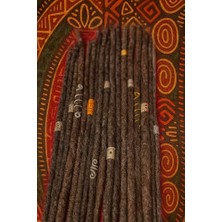 Kazan Hobi El Yapımı Dreadlock Saç Eklentileri, Kahverengi Rasta Örgü, Metal Aksesuarlı, Unisex
