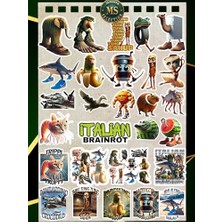 Kazan Hobi Italian Brainrot Sticker Seti, 28 Parça, Komik Karakter Çıkartmalar – 3-5 cm Suya Dayanıklı, Tralalero Tralala, Bombardiro Crocodilo, Boneca Ambalabu