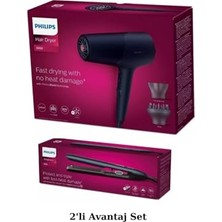 Kazan Hobi BHD510/10 2300W Saç Kurutma Makinesi ve BHS732/00 Argan Yağlı Uv Korumalı Saç Düzleştirici 2'li Set