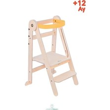 Kazan Hobi Katlanır Ahşap Öğrenme Kulesi, Sarı Kuş, 3 Ayarlanabilir Yükseklik, Doğal Ahşap