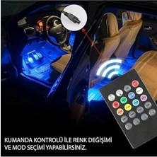 Kazan Hobi Premium Rgb Araç Içi Atmosfer LED Aydınlatma Seti, Sese Duyarlı, Müzik Ritimli Araba Ayak Altı LED Şerit, Çakmaklık Girişli, Uzaktan Kumandalı, 4 Hatlı
