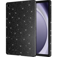 Kazan Hobi Samsung Galaxy Tab A9 Plus 11INÇ ile Uyumlu Işıltılı Parlak Görünümlü Koton Kılıf X210 X216 X218, Siyah