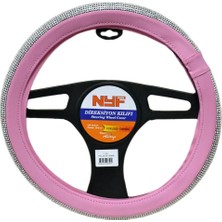 Nyf F-391 Geçmeli Direksiyon Kılıfı Taşlı Pırlanta Pembe 38 cm