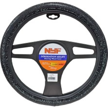 Nyf F-1500 Geçmeli Direksiyon Kılıfı Taşlı Siyah Full 38 cm