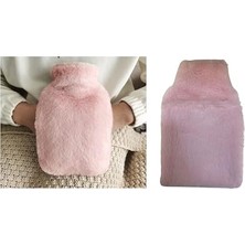 Kazan Hobi Yan Cepli Pembe Peluş Sıcak Su Torbası Termofor 27X17X2 cm 750 ml