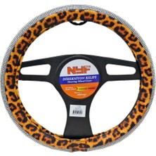 Nyf F-396 Geçmeli Direksiyon Kılıfı Taşlı Pırlanta Leopar Sarı 38 cm