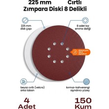 Uniflex 225 mm Cırt Zımpara 150 Kum 4 Adet 8 Delikli Zımpara Diski
