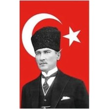 Kazan Hobi Lona Sanat Atatürklü Saten Türk Bayrağı 50X75 cm