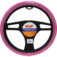 Nyf F-1502 Geçmeli Direksiyon Kılıfı Taşlı Pembe Full 38 cm