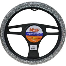 Nyf F-395 Geçmeli Direksiyon Kılıfı Taşlı Pırlanta Biyeli Full 38 cm