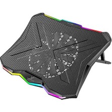 Kazan Hobi Dizüstü Bilgisayar Soğutma Standı, Rainbow Led, Ayarlanabilir Yükseklik, 2 Usb, 17 Inçe Kadar Uyumlu