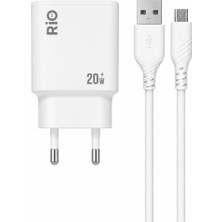 Rio Battery Flayse G1 20W USB Adaptör ve Kablo Seti Hızlı Şarj Özellikli