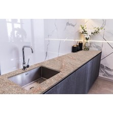 Kazan Hobi Mutfak Tezgahı Için Tezgah Üstü Fayans Kaplama Folyosu Pink Beige Marble, 70 cm x 3 Metre
