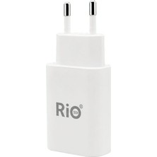 Rio Battery Flayse D01 USB Çıkışlı Beyaz Şarj Adaptörü Hızlı ve Güvenli Şarj Kompakt Tasarım
