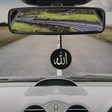 Kazan Hobi Allah Yazılı Siyah Daire Tasarımlı Araba Dikiz Aynası Süsü