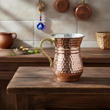 Kazan Hobi Ludıa Geleneksel El Işlemesi 300ML Bakır Kulplu Maşrapa Ayran Bardağı (7,5CMX10CM)