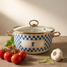 Emaye Market Emaye Kızartma Tenceresi 22 cm Dama Desenli