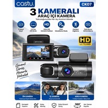 Azurtech CK07 3 Kameralı Araç Içi Kamera 3 Kanal Ultra Hd Dashcam Gece Görüşü Park Modu
