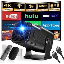 Kazan Hobi Mini Projeksiyon, 4K Fhd 1920X1080P, 180° Döndürülebilir, Taşınabilir, Wifi 6 ve Bt 5.2, Android ve Ios, Fare ve Uzak Kumanda, Siyah