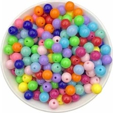 Kazan Hobi 10 mm Plastik Yuvarlak Boncuk, Karışık Renkler, 50 G, Yaklaşık 80-90 Adet
