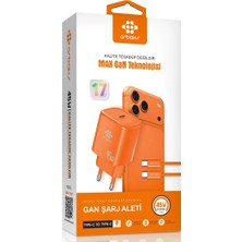 Teknotok Arbaks ARB-CH07 45W Pd Max Gan Type-C To Type-C Kablolu Şarj Aleti – Turuncu