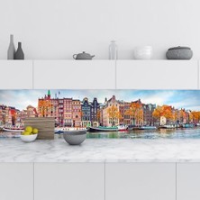 Kazan Hobi Amsterdam Desenli Mutfak Tezgah Arası Folyo Fayans Kaplama 60X400 cm