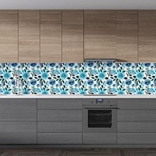 Kazan Hobi 60 x 400 4 Renkli Çiçek Model Mutfak Tezgah Arası Folyo Fayans Kaplama Folyosu