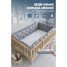 Kazan Hobi Ossa Tasarım Beşik Kenar Koruma MINDERI%100 Pamuk; Montessori Yatak Uyumlu, Gri, Buble Soft, 70X140