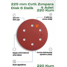 Uniflex 225 mm Cırt Zımpara 220 Kum 6 Delikli Disk Zımpara 4 Adet Duvar Alçı Tabanı Için