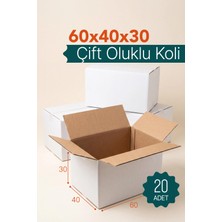 20 Adet 60X40X30 cm Büyük Boy Taşınma Kolisi – Bc Dalga Çift Oluklu Beyaz Koli – Dayanıklı Taşıma ve Kargo Kolisi