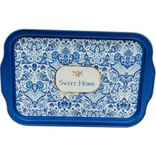 Kazan Hobi Azulejos Desenli Metal Tepsi, Çay Kahve ve Sunum Tepsisi 21 cm x 31 cm (Azulejos Sweet Home)