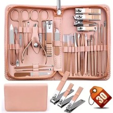Kazan Hobi 30 Parça Manikür Seti Profesyonel Tırnak Makası Seti Paslanmaz Çelik Katı Manikür Seti Tırnak Bakım Seti Pembe Kutulu Sevgililer Günü(Pink)