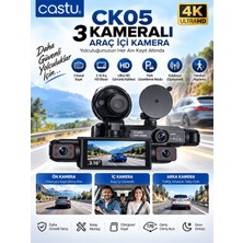 Azurtech CK05 3 Kameralı Araç Içi Kamera 3 Kanal Ultra Hd Dashcam 3.16” Hd Ekran Park Gözetleme