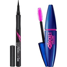 Kazan Hobi Volum' Express Rocket Ekstra Siyah Maskara ve Hyper Precise All Day Eyeliner 701 Matte Onyx Mat Siyah