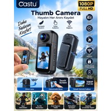 Azurtech Thumb Camera 1080P Wifi Mini Kamera Dokunmatik Ekran 180° Döner Lens H.264 Aksiyon Kamerası