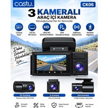 Azurtech CK06 3 Kameralı Araç Içi Kamera 3 Kanal Ultra Hd Dashcam 1.97” Ekran Park Gözetleme